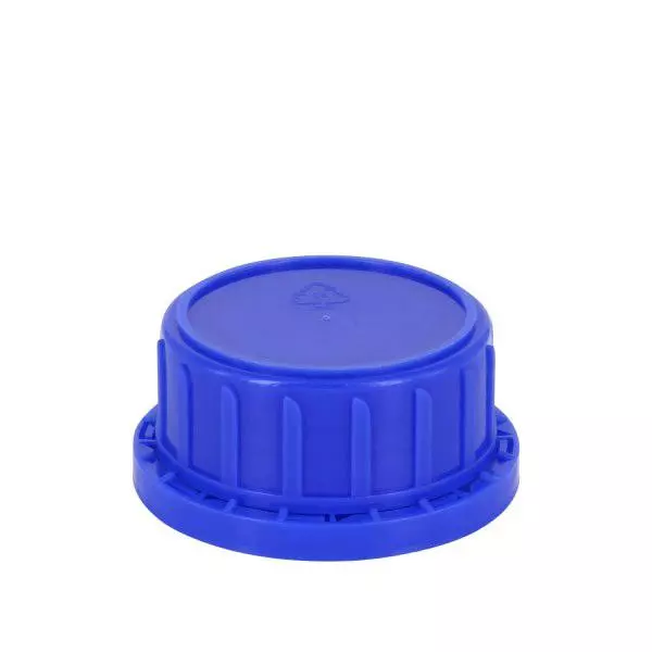 Bouchon à vis avec fermeture garantie (OV) DIN 45 bleu avec joint conique, pour flacons à col large 250 ml Bouchon à vis avec fermeture garantie (OV) DIN 45 bleu avec joint conique, pour flacons à col large 250 ml
