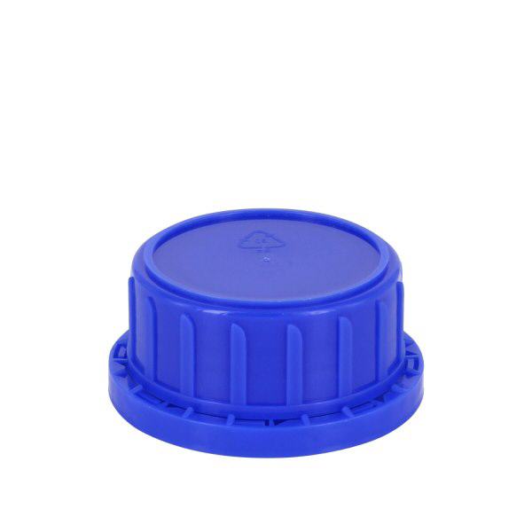 Bouchon à vis avec fermeture garantie (OV) DIN 45 bleu avec joint conique, pour flacons à col large 250 ml