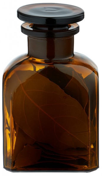 Idée de pot à épices : Flacon carré col large 150 ml + bouchon en verre ambré