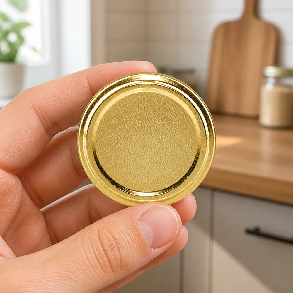 Couvercle BasicSeal 63 mm doré (TO63) UNiTWIST Couvercle « Twist-Off » TO63 doré, 63 mm, en métal, pour bocaux de conservation