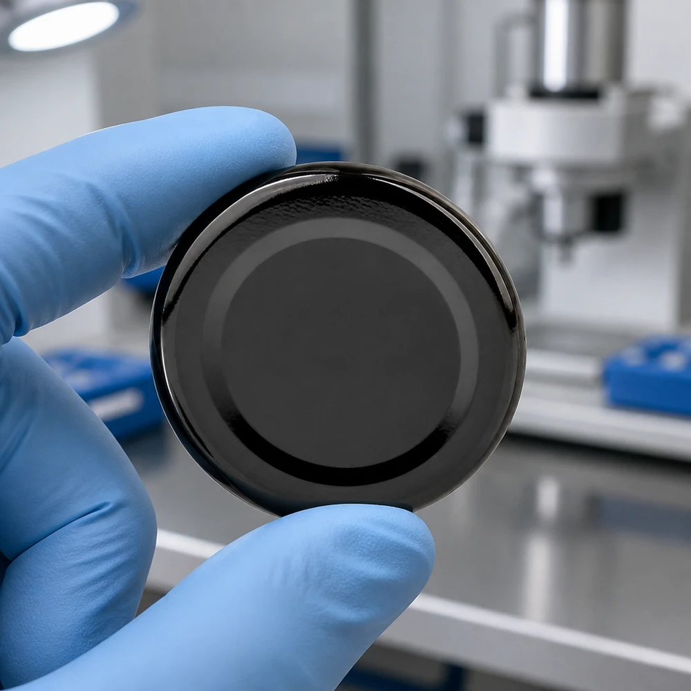 UNiTWIST BasicSeal TO43, couvercle noir de 43 mm : vue détaillée avec scellage des bords visible