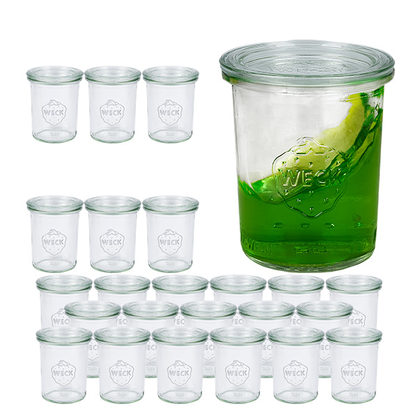 Lot de 24 bocaux Weck de 160 ml avec 24 couvercles en verre