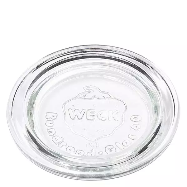 WECK Couvercle en verre RR60 rond transparent avec logo en relief pour bocaux et bocaux de conservation