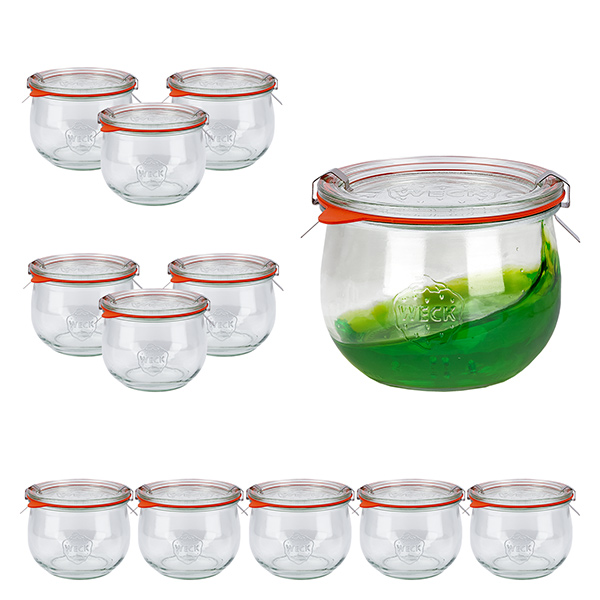 12 pcs. bocaux Weck 580ml tulipes 1/2L avec 12 couvercles en verre