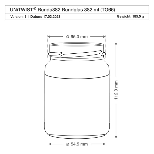382ml Verre rond sans couvercle (TO66) UNiTWIST