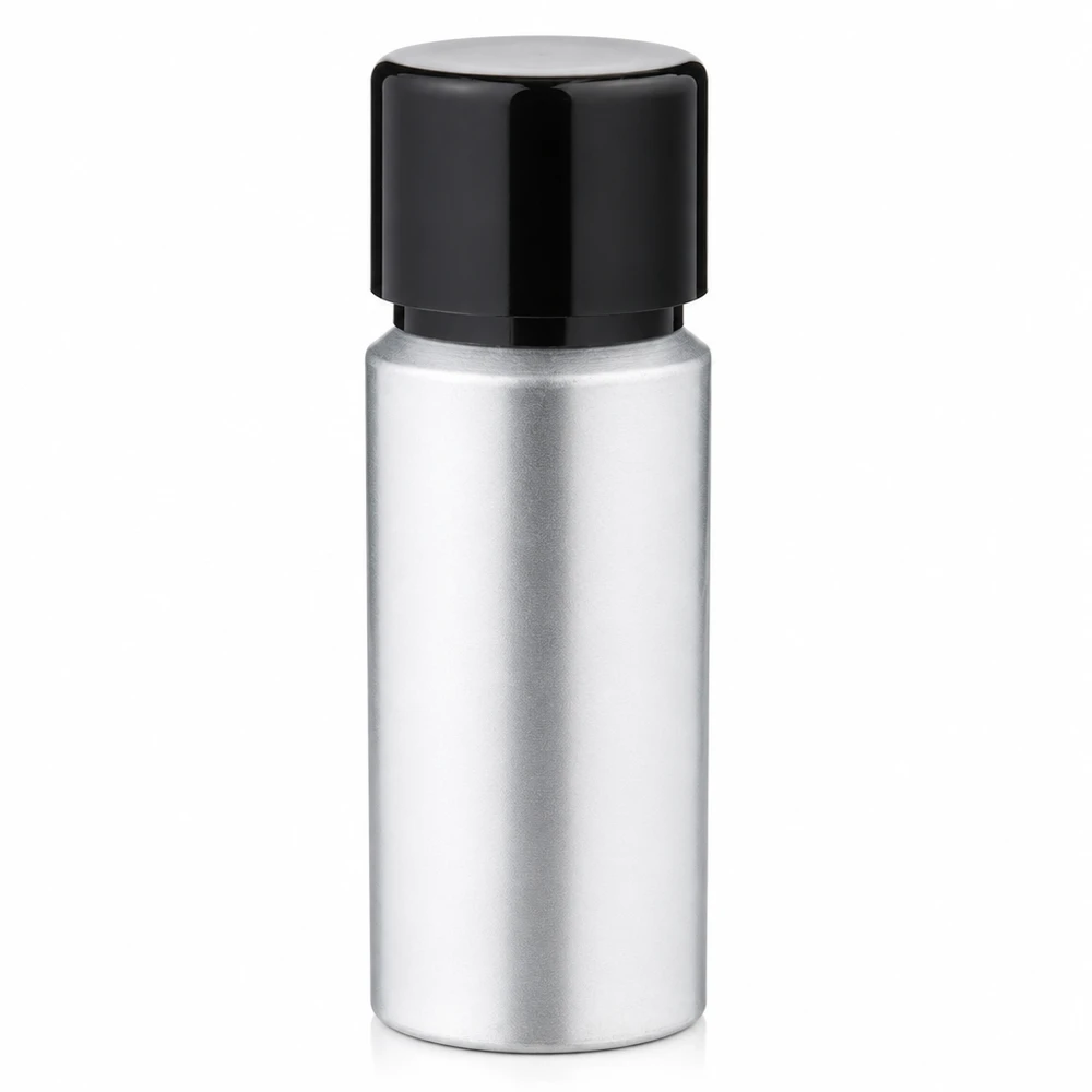 Bouteille en aluminium teinté 20 ml, avec bouchon à vis noir et joint conique Bouteille en aluminium décapé de haute qualité 20ml idéale pour les huiles essentielles et les produits cosmétiques