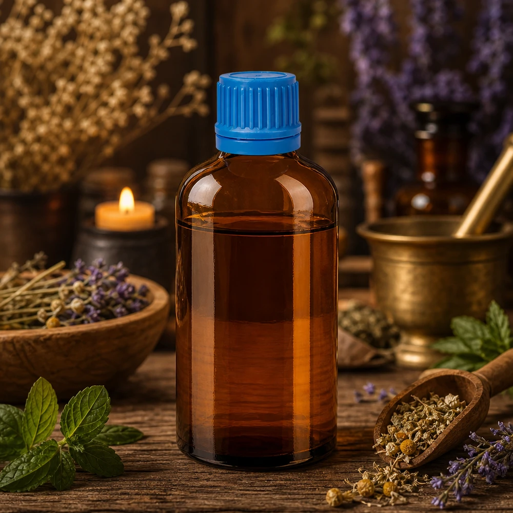 Flacon 100ml 11mm SV bleu OV BrownLine UT18/100 Flacon robuste de 100 ml en verre foncé avec bouchon bleu pour protéger les substances sensibles à la lumière