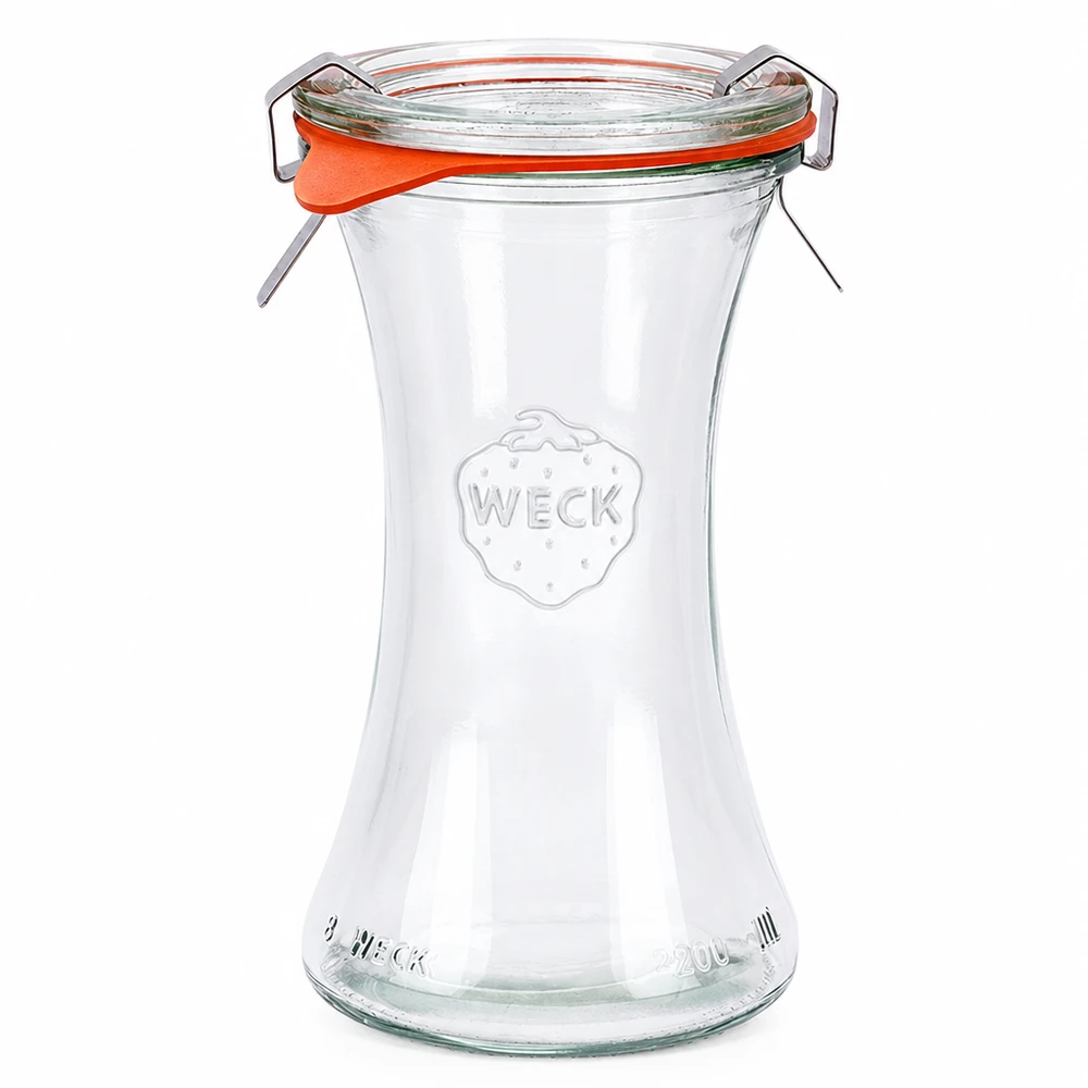 WECK Pot de délicatesse 200ml avec couvercle en verre et anneau en caoutchouc, pot de conserve vide avec fermeture à agrafe RR60