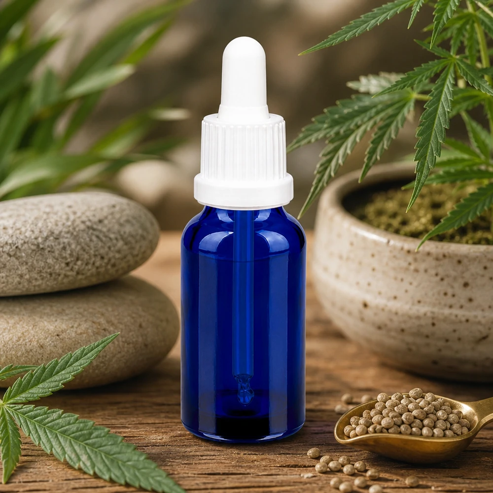 Flacon à pipette 20ml blanc OV BlueLine UT18/20 Flacon bleu à pipette de 20 ml avec bouchon blanc à l'épreuve des enfants pour la médecine naturelle