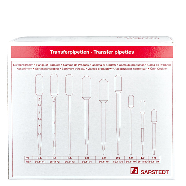 Pipette de transfert, volume nominal : 3,5 ml, (Lxl) : 155 x 12,5 mm,