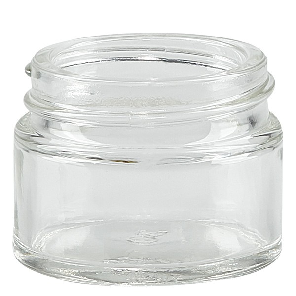 Pot en VERRE CLAIR 15 ml, filetage 38 mm / R3