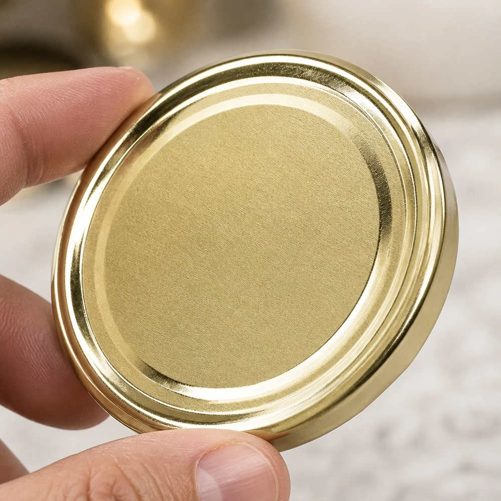 Couvercle à vis doré 82 mm BasicSeal TO82, matériau adapté au contact alimentaire pour une fermeture hermétique en toute sécurité