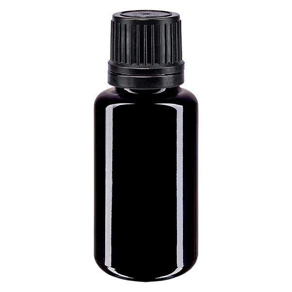 Bouteille viol. 20ml à visser, noir, à verser. OV