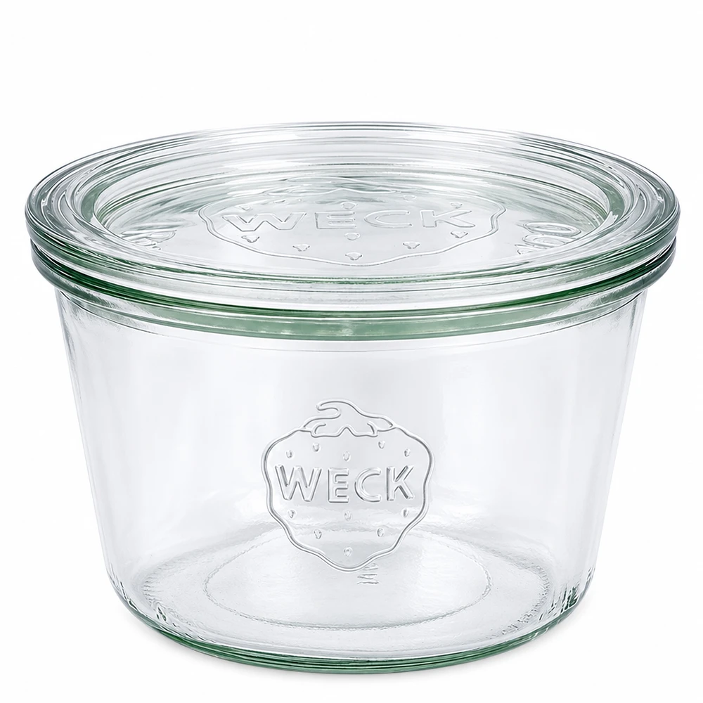 WECK Pot de conservation 370ml avec couvercle en verre RR100 Pot de conservation transparent avec logo en relief pour la conservation
