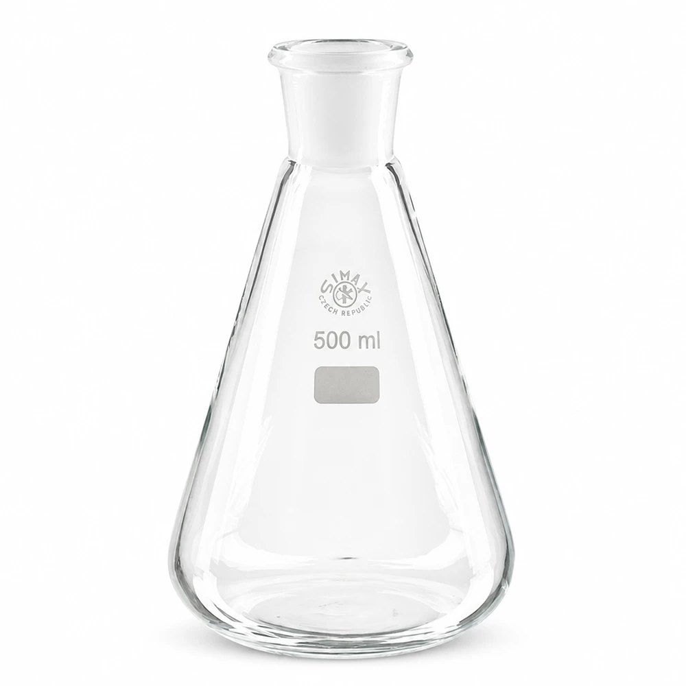 Erlenmeyer 500 ml col étroit, verre borosilicate avec rodage normalisé 29/32 Verrerie de laboratoire 500ml Erlenmeyer idéal pour les synthèses et les réactions avec NS 29/32
