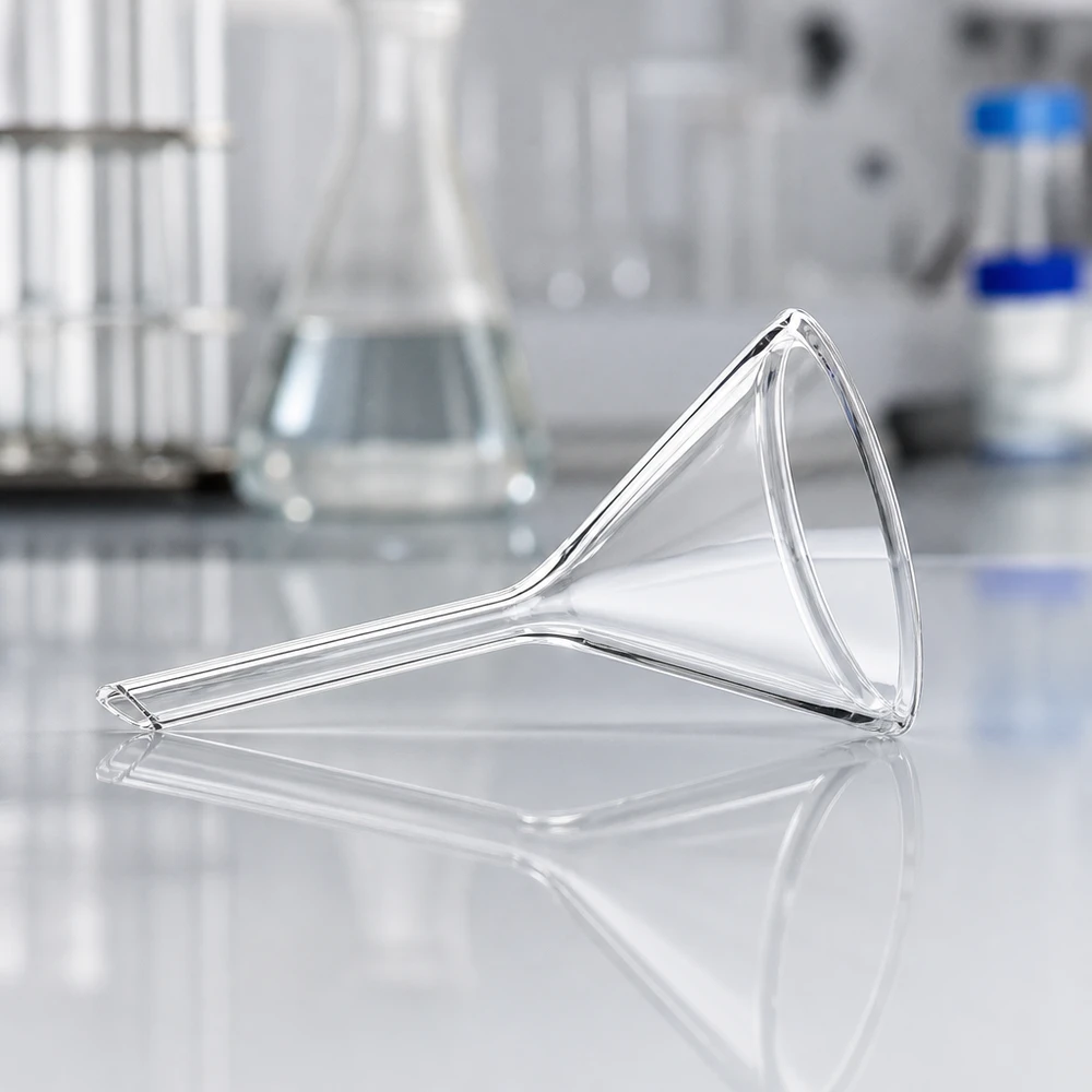 Entonnoir Ø 40mm - verre sodocalcique - angle 60° Entonnoir de laboratoire en verre sodo-calcique de 40 mm de diamètre pour un transvasement précis des liquides