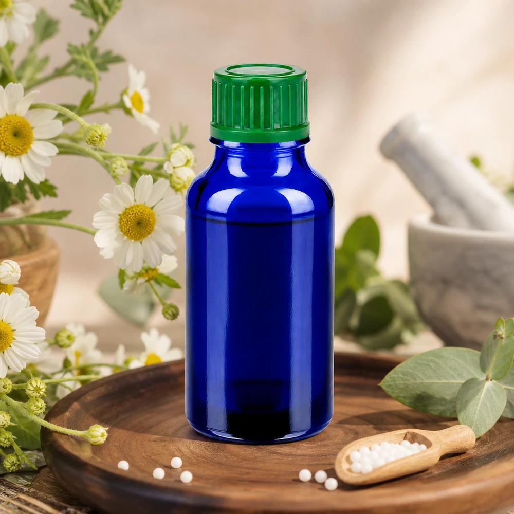 Flacon 20ml 11mm SV vert STD BlueLine UT18/20 Flacon en verre brun 20ml BlueLine UT18/20 avec bouchon vert à l'épreuve des enfants pour une conservation en toute sécurité