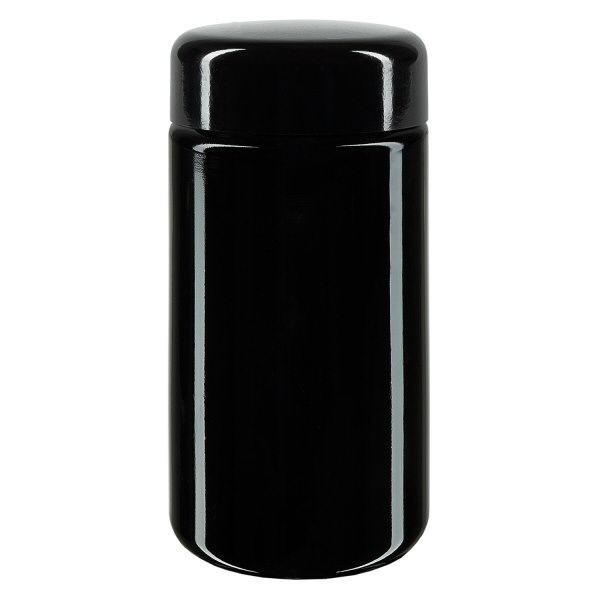 Pot à col large+ verre violet 100ml, avec couvercle noir Pot à col large+ verre violet 100ml, avec couvercle noir