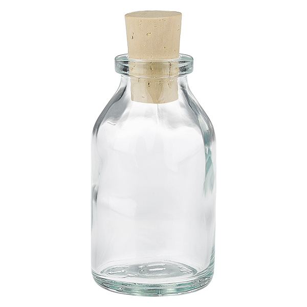 Flacon en verre clair 20 ml avec bouchon de liège 11/14 mm