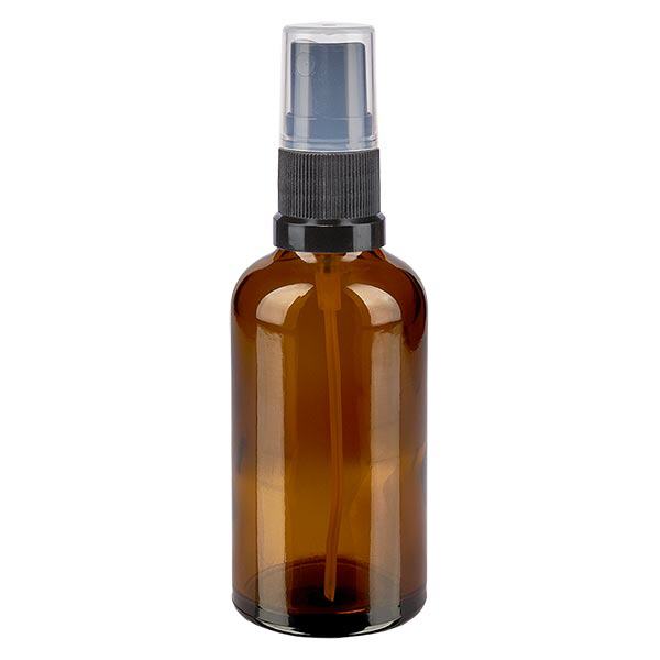 Flacon de pharmacie marron 50ml embout spray noir Flacon de pharmacie marron 50ml embout spray noir