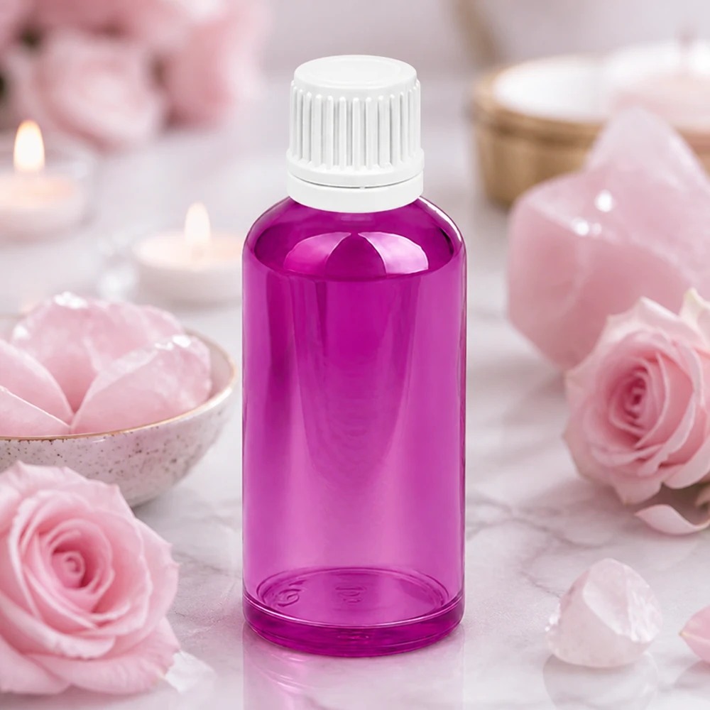 Flacon compte-gouttes 50ml 0,7mm blanc Originalité Bouchon à vis PurpleLine UT18/50 Flacon PurpleLine de 50 ml avec protection UV grâce à une paroi teintée pour les substances sensibles à la lumière