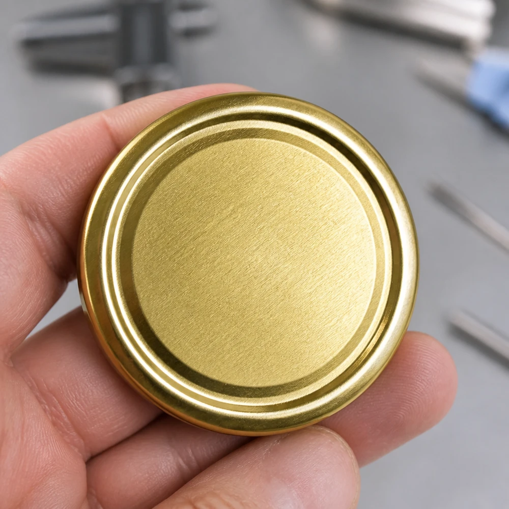 Couvercle de conserve doré TO100 100 mm BasicSeal UniTwist sur fond gris