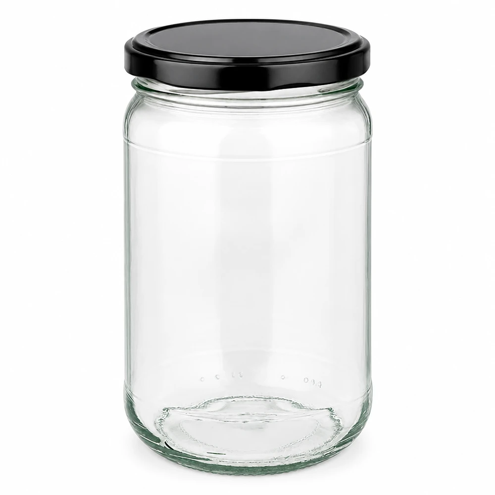 305ml Verre rond avec couvercle BasicSeal noir UNiTWIST