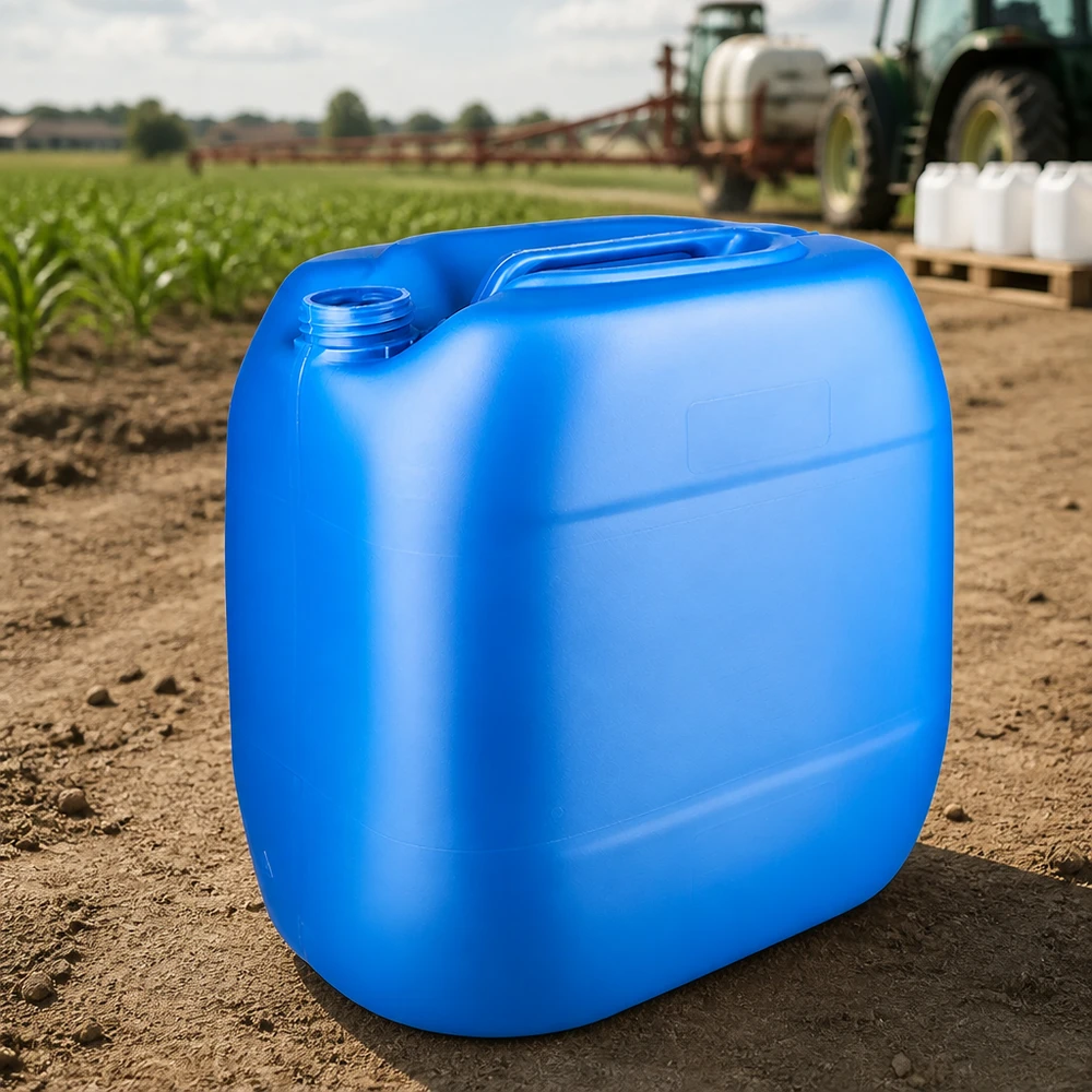 Bidon en plastique empilable de 30 litres, bleu, sans couvercle, destiné aux produits phytosanitaires