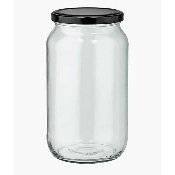 1062ml Verre rond avec couvercle BasicSeal noir UNiTWIST