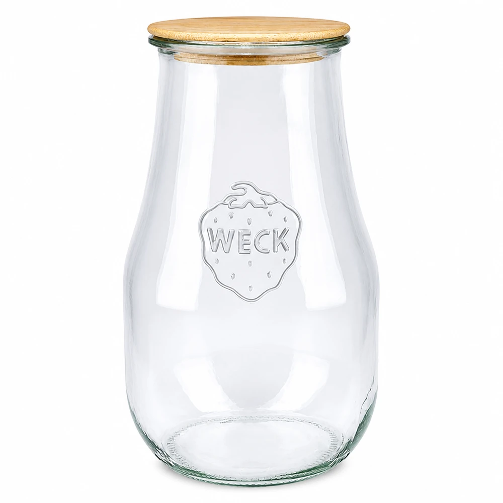 2700ml bocal tulipe WECK RR100 avec couvercle en bois WECK Pot tulipe 2700ml RR100 avec couvercle en bois Pot de conservation transparent