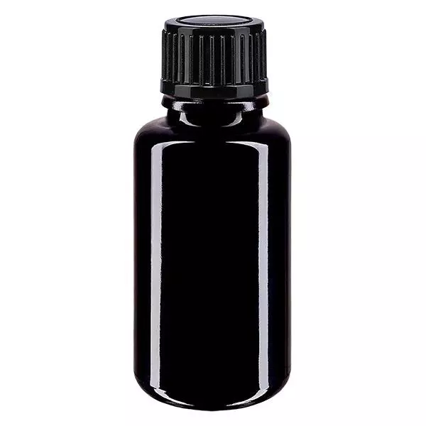 Bouteille de pharmacie viol. 20ml V. goutte. 1mm noir pc Bouteille de pharmacie viol. 20ml V. goutte. 1mm noir pc