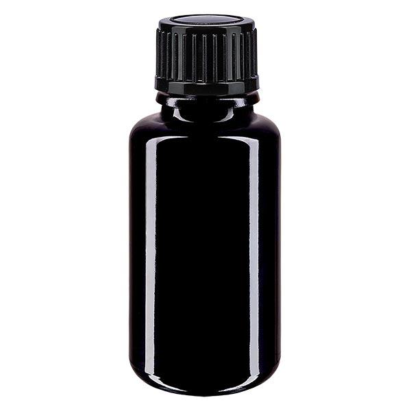 Bouteille de pharmacie viol. 20ml V. goutte. 1mm noir pc