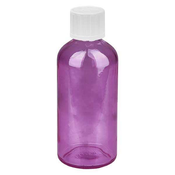 Bouteille 100ml 11mm bouchon à vis blanc standard à l'épreuve des enfants PurpleLine. UT18/100