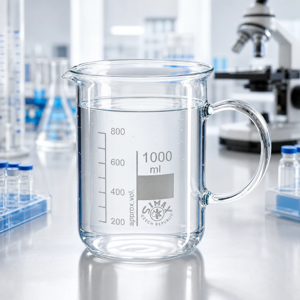Bécher avec poignée 1000ml en verre borosilicate résistant à la chaleur (forme normale) Verre doseur transparent de 1 000 ml avec anse, pour une mesure précise des volumes en laboratoire