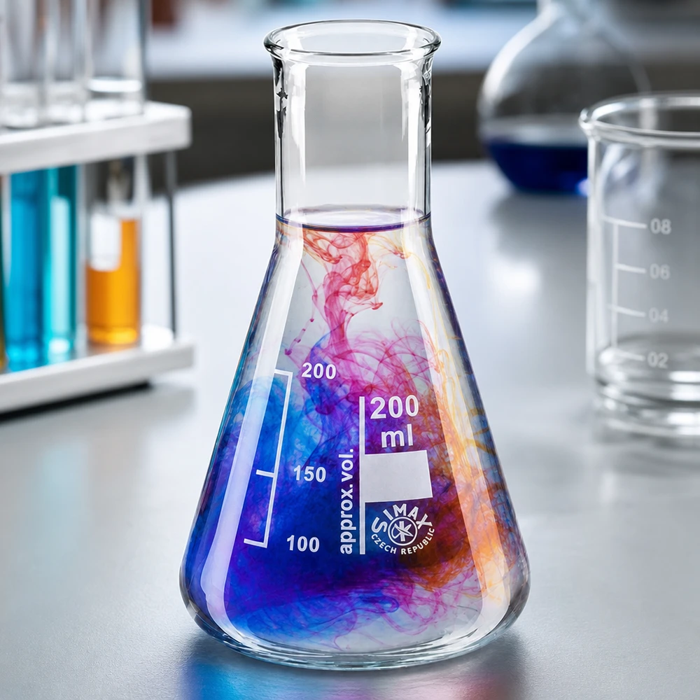 Erlenmeyer 200ml col étroit, verre borosilicate Erlenmeyer 200ml col étroit, verre borosilicate