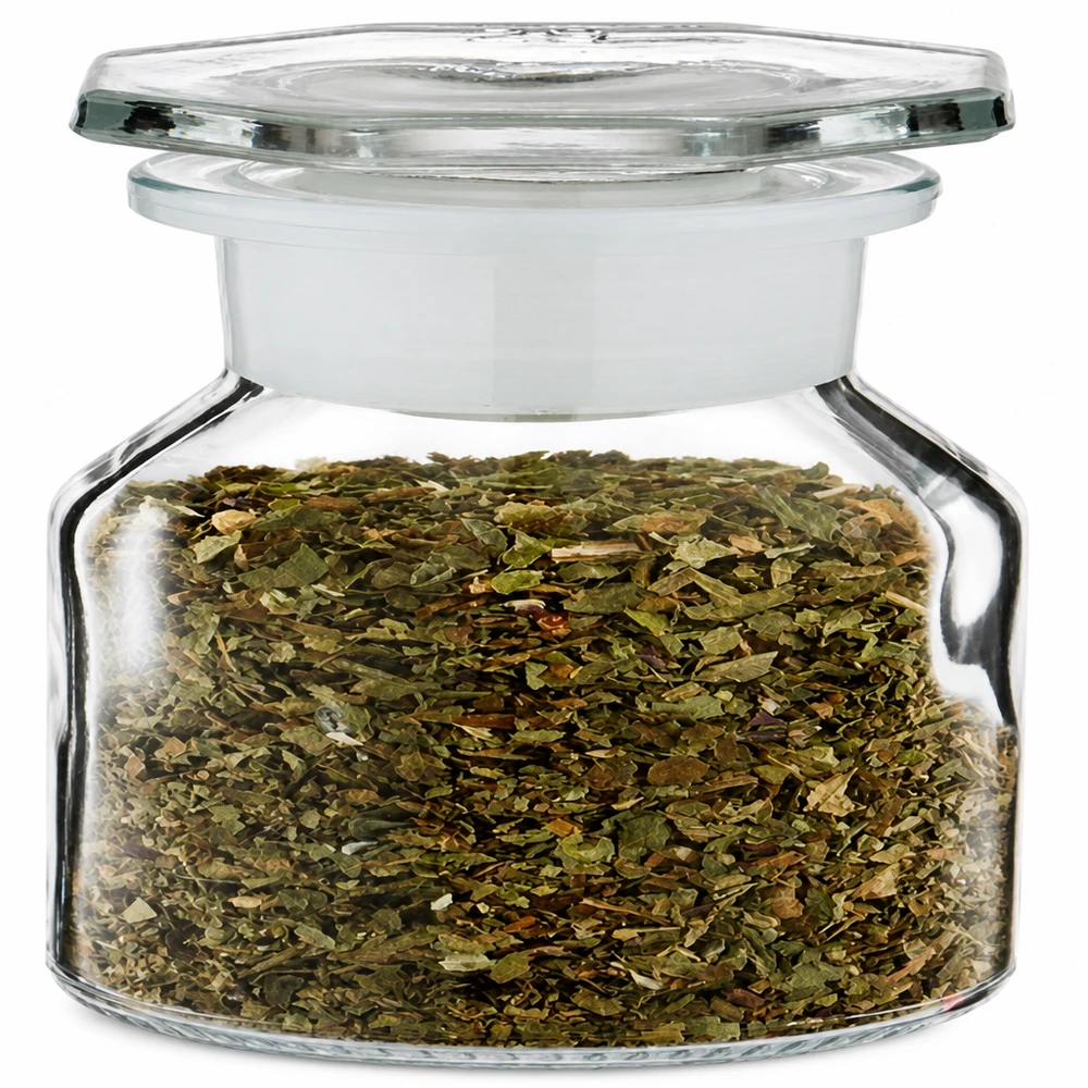 Bocal à col large de 50 ml pour épices et herbes séchées, sur fond blanc