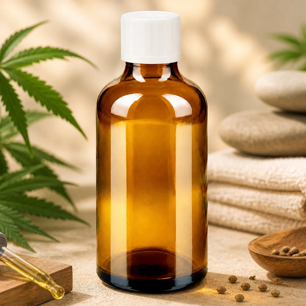 Flacon compte-gouttes de pharmacie, 50 ml, en verre ambré, avec embout de 1,2 mm, pour huile de CBD et produits naturels
