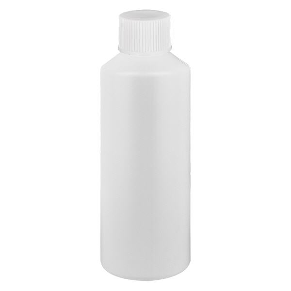 Flacon à pharmacie HDPE 100ml blanc avec bouchon vissable blanc