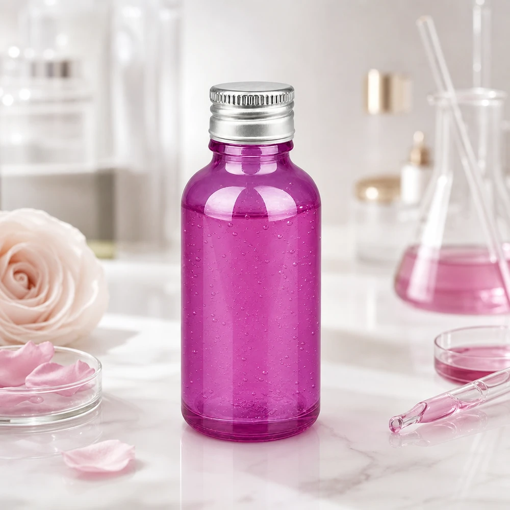 Flacon 30ml bouchon à vis 11mm alu-argent standard PurpleLine.UT18/30 Récipient en verre violet de 30 ml avec protection UV et bouchon argenté pour les substances sensibles à la lumière