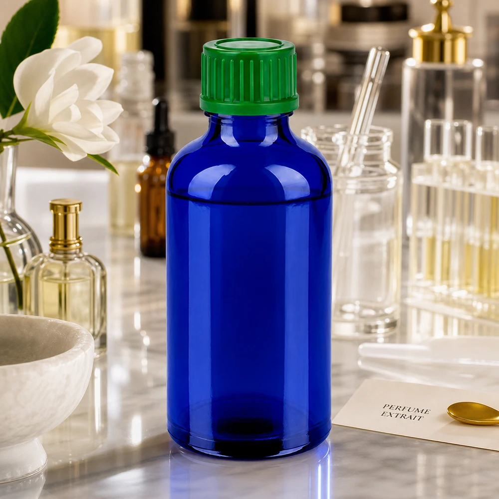 Flacon de 50ml 11mm SV vert STD BlueLine UT18/50 Bouteille en verre de 50 ml avec filetage UT18 et bouchon vert pour une conservation sûre des extraits liquides