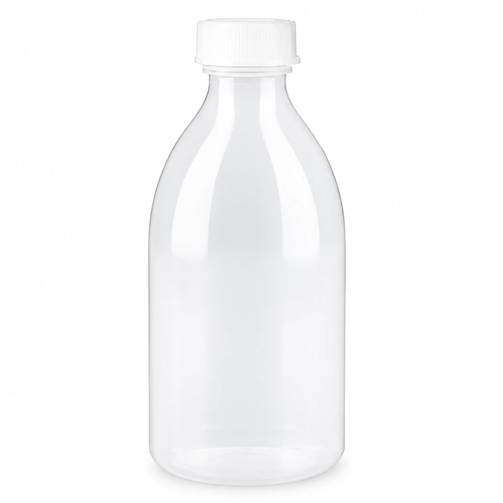 Flacon 250 ml à col étroit, avec bouchon Petit flacon cylindrique à vis de 250 ml destiné à des applications chimiques et biologiques