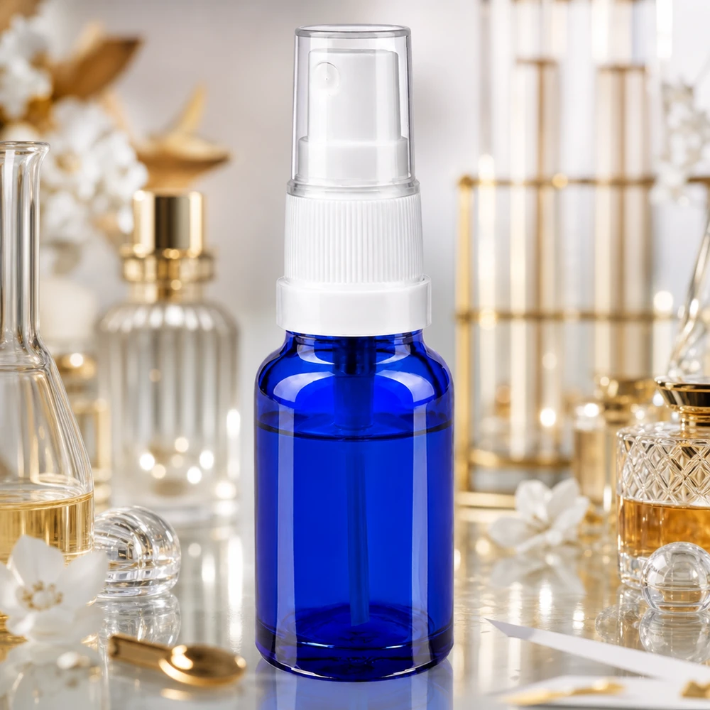 Vaporisateur 10ml blanc/tr. STD BlueLine UT18/10 Bouteille en verre élégante de 10 ml avec fonction de vaporisation parfaite pour les cosmétiques et mélanges DIY