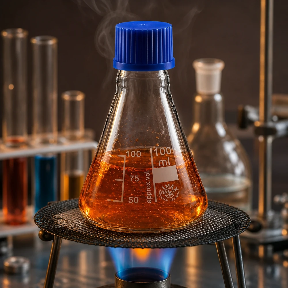 Erlenmeyer 100 ml col étroit, verre borosilicate avec filetage et bouchon Erlenmeyer compact de 100ml avec bouchon à vis pour les travaux de laboratoire mobiles