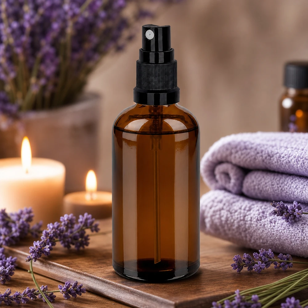 Vaporisateur 100ml noir STD BrownLine UT18/100 Bouteille en verre de haute qualité 100ml brun avec mécanisme de pulvérisation précis pour les produits cosmétiques