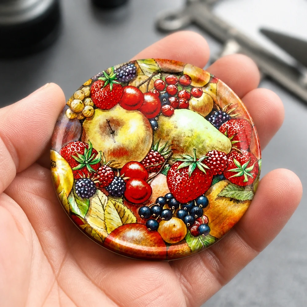 Couvercle UNiTWIST BasicSeal TO82 de 82 mm avec illustration vintage de fruits, pour confitures et marmelades