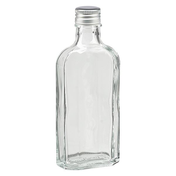 125 ml Meplat transparent avec bouchon alu argent PP22