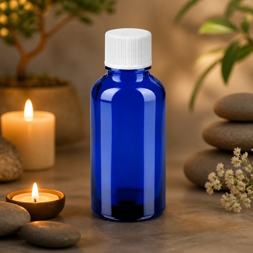 Flacon de 30ml 11mm SV blanc STD BlueLine UT18/30 Flacon en verre de 30ml avec bouchon standard blanc idéal pour les cosmétiques DIY et les produits naturels
