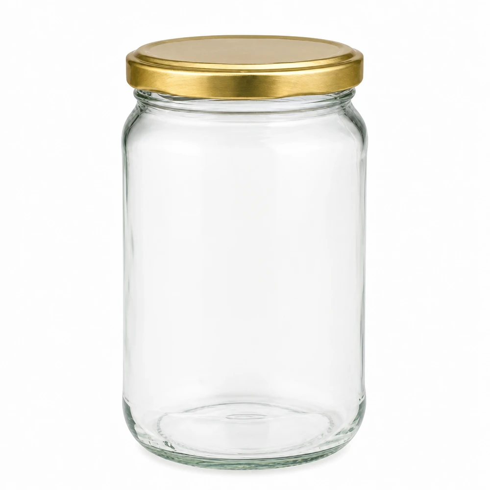305ml Verre rond avec couvercle BasicSeal or UNiTWIST Pot rond 305ml avec couvercle doré BasicSeal UNiTWIST - pot vide en verre clair pour confiture et miel