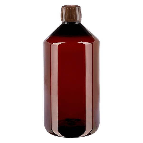 Flacon PET 750ml avec bouchon d'inviolabilité marron