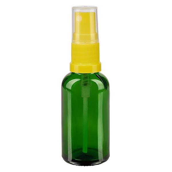Flacon de pharmacie vert 30ml embout spray jaune
